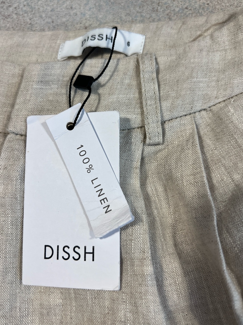 NWT DISSH Oatmeal Linen Pleated Wide Leg Trouser Resort Coastal Pants Size XS - Picture 4 of 13